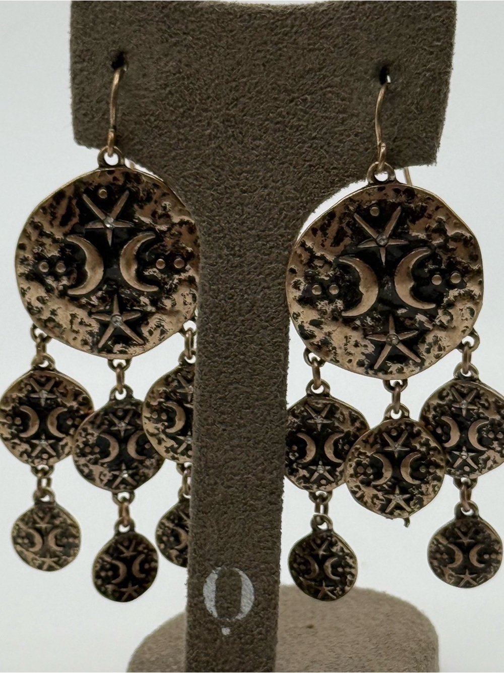Gold-Tone Moon & Star Chandelier Earrings